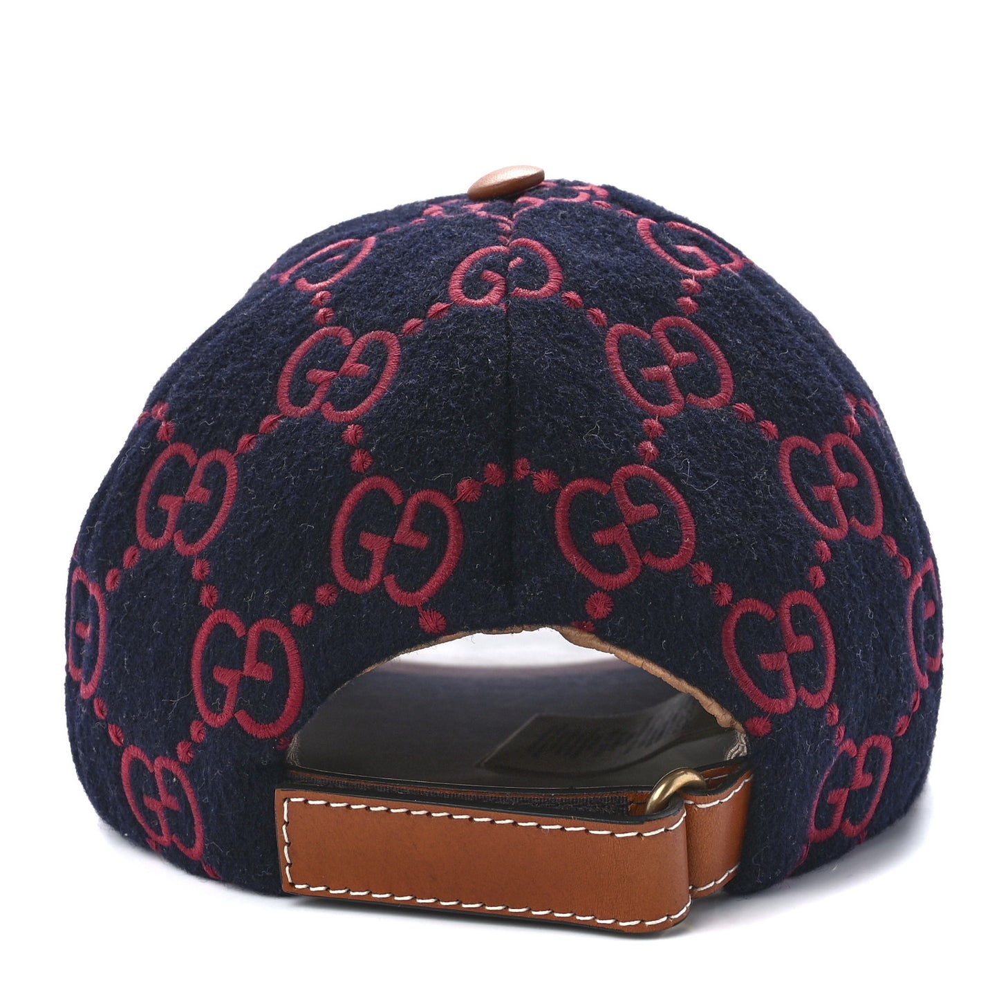 Wool Calfskin GG Embroidered Baseball Hat 58 L Red Blue