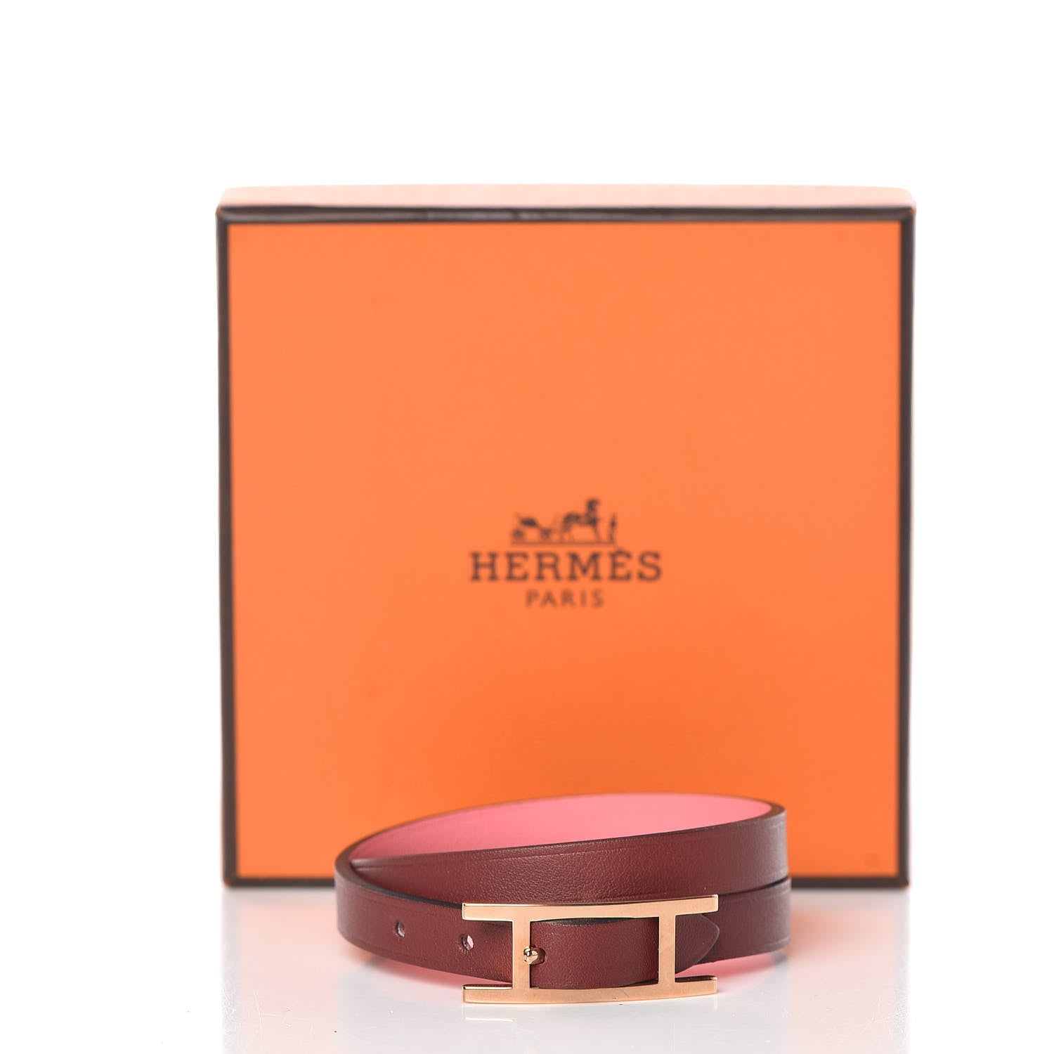 Hermes Swift Behapi Double Tour Bracelet T2 Rouge H Rose Ete 5 of 5
