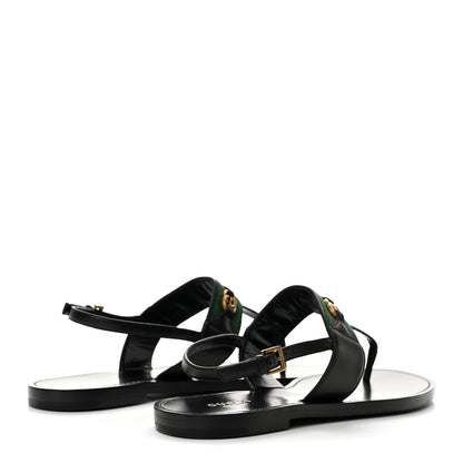 Gucci Jakarta Lifford Calfskin Web Interlocking G Thong Sandals 37.5 Black 5 of 9