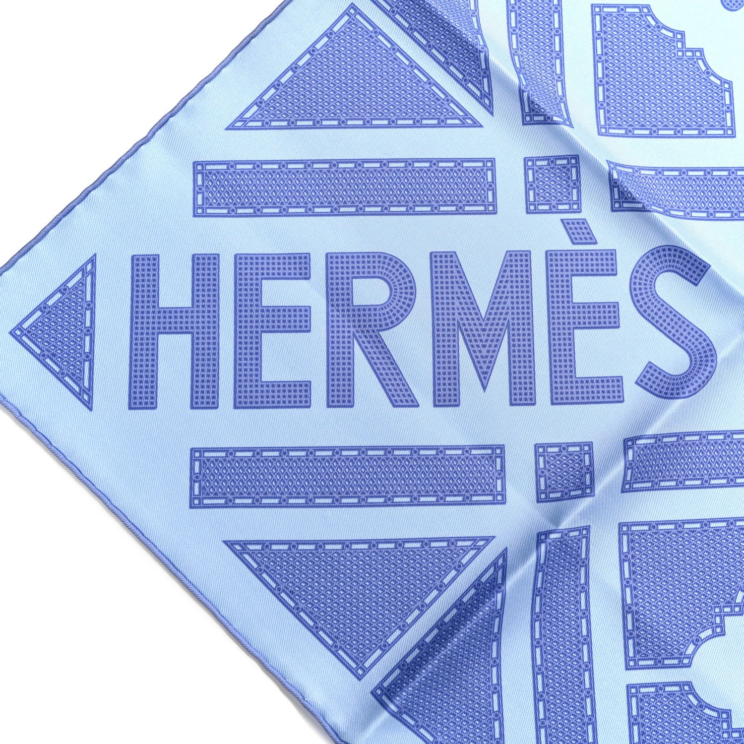 Hermes Silk Gavroche Sellier Pocket Square Scarf Bleu Ciel Lavande 2 of 4