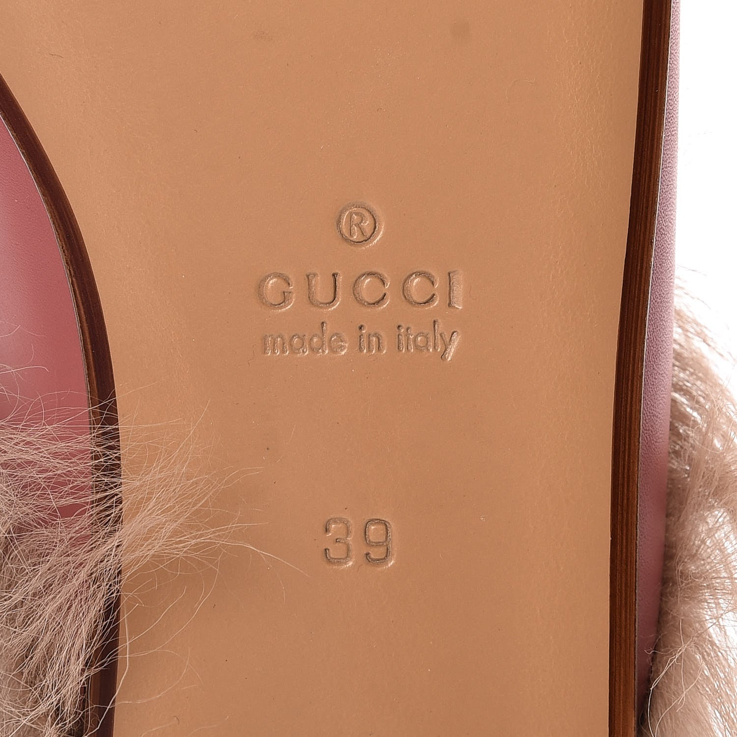 Gucci Calfskin Fur Womens Princetown Slippers 39 Lipstick Rose Natural 7 of 9
