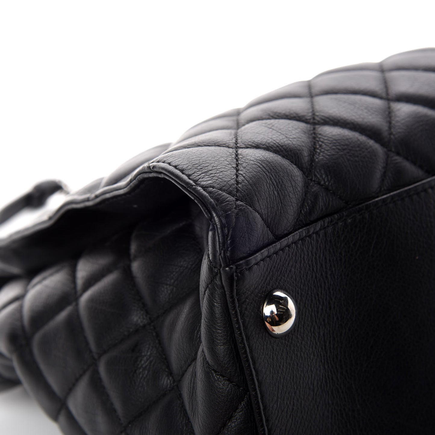 Calfskin Quilted Large Chic and Soft Shopping Tote Black