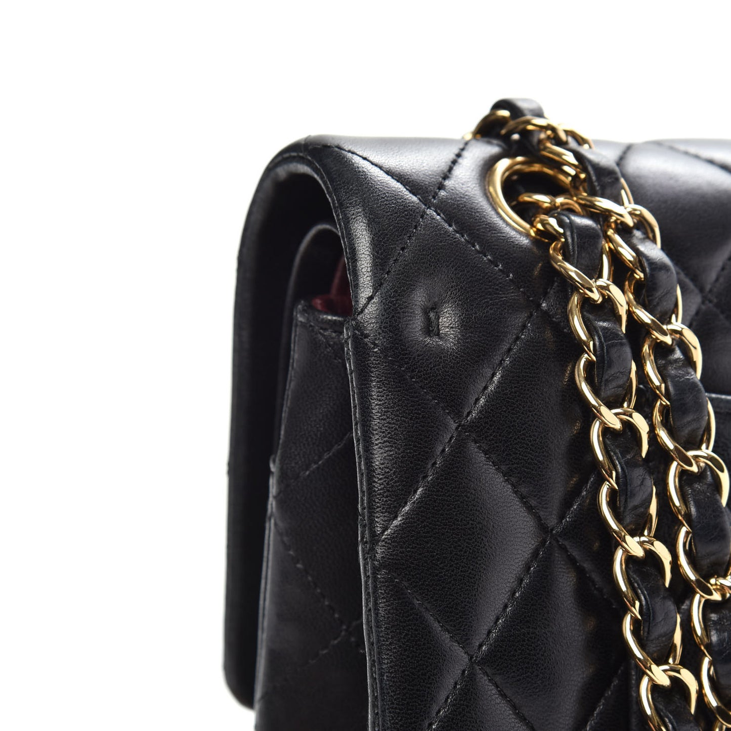 Lambskin Quilted Medium Double Flap Black