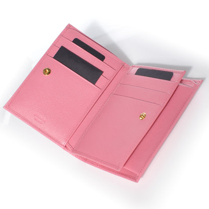 Prada Saffiano Metal Bi-Fold Wallet Geranio 5 of 6
