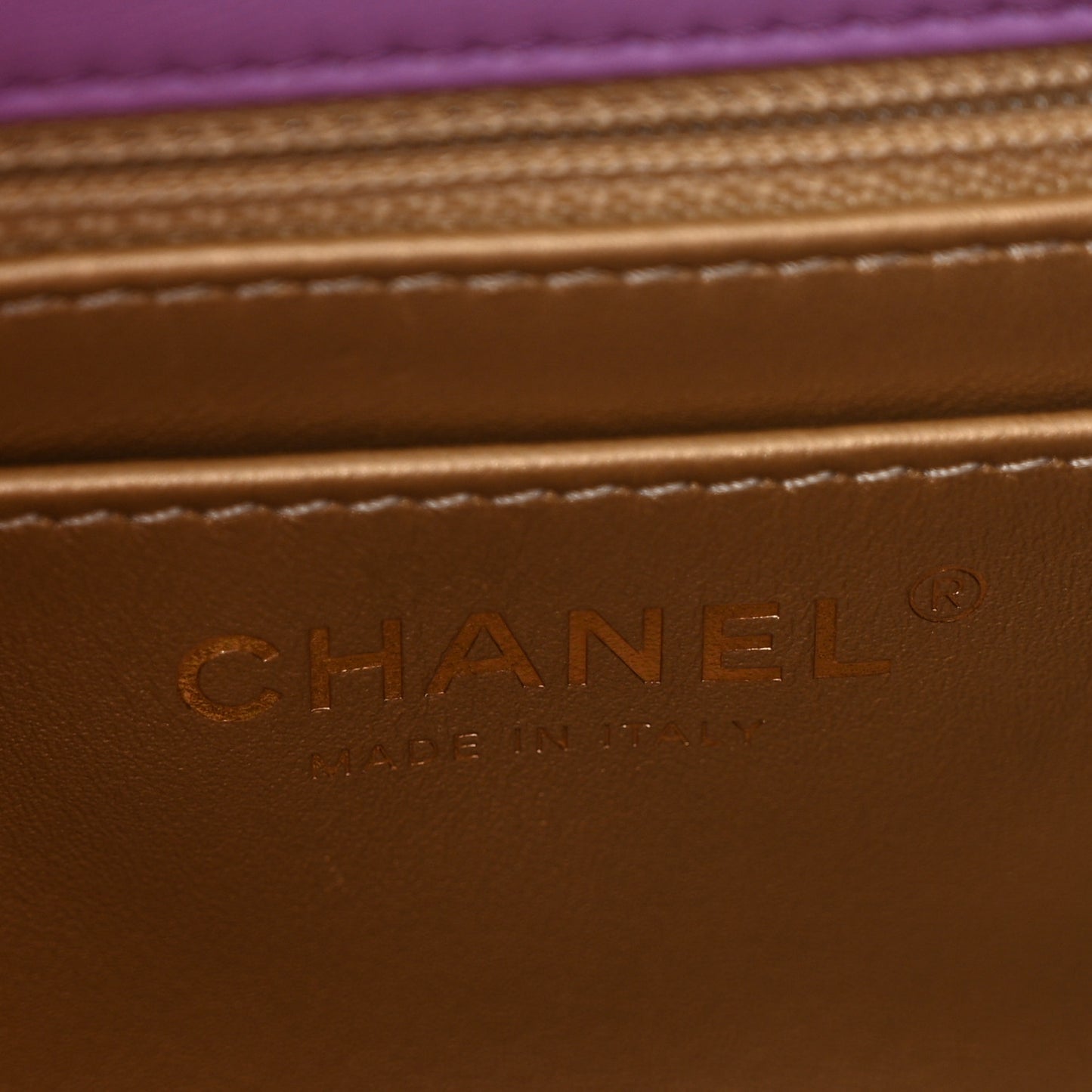 Lambskin Quilted Mini Pearl Crush Flap Purple