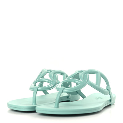 Hermes Rubber Womens Egerie Sandals 36 Vert Embrun 3 of 9