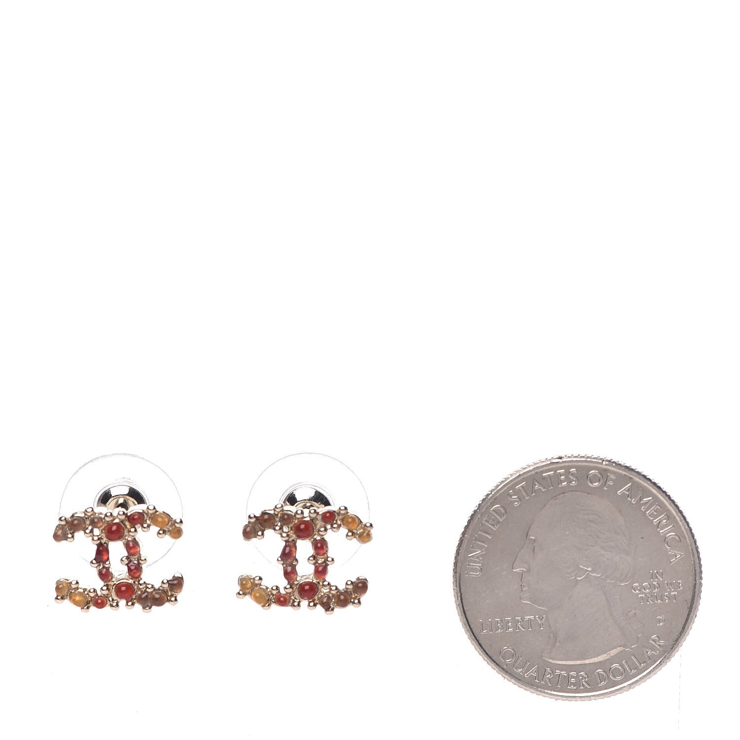 Chanel Gripoix Poured Glass CC Earrings Red Yellow Orange Gold 2 of 4
