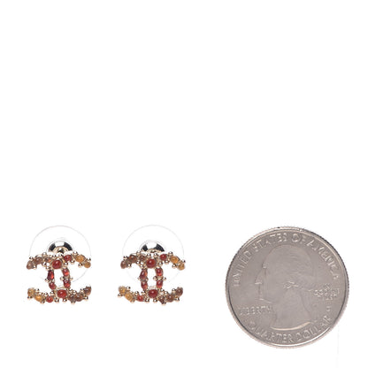 Chanel Gripoix Poured Glass CC Earrings Red Yellow Orange Gold 2 of 4