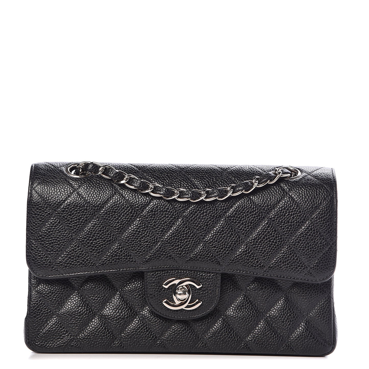 Caviar Quilted Small Double Flap Black