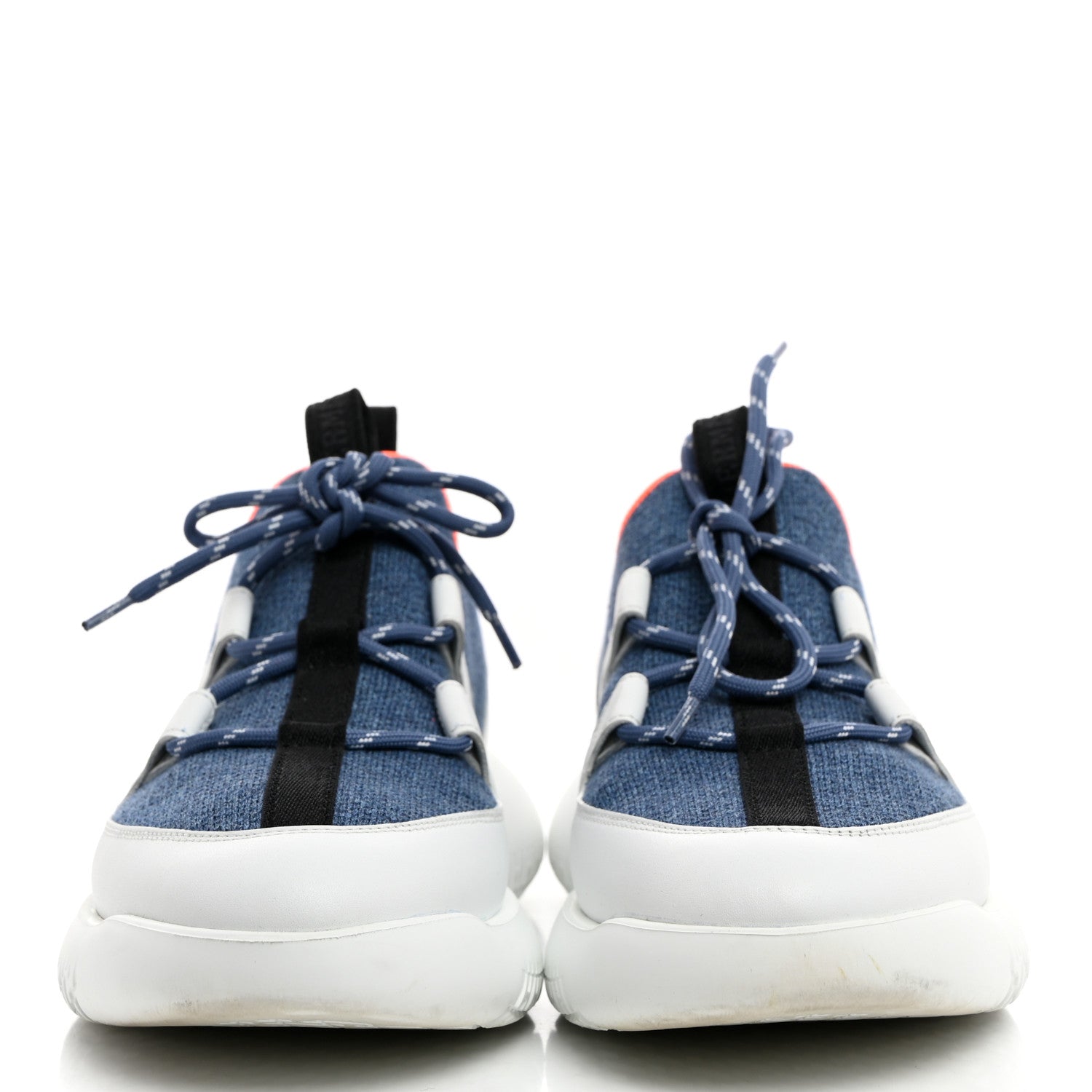 Hermes Technical Canvas Calfskin Womens Duel Sneakers 37.5 Blue Jean Multicolor 2 of 8