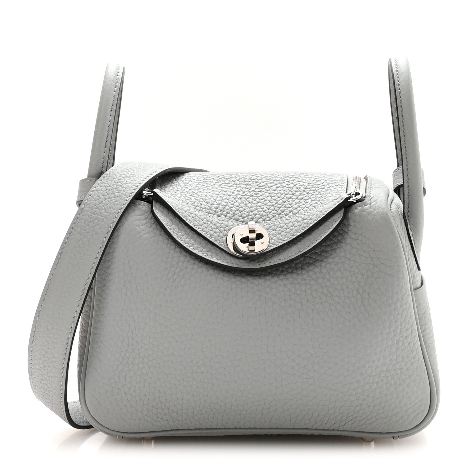Hermes Taurillon Clemence Mini Lindy 20 Bleu Glacier 1 of 11