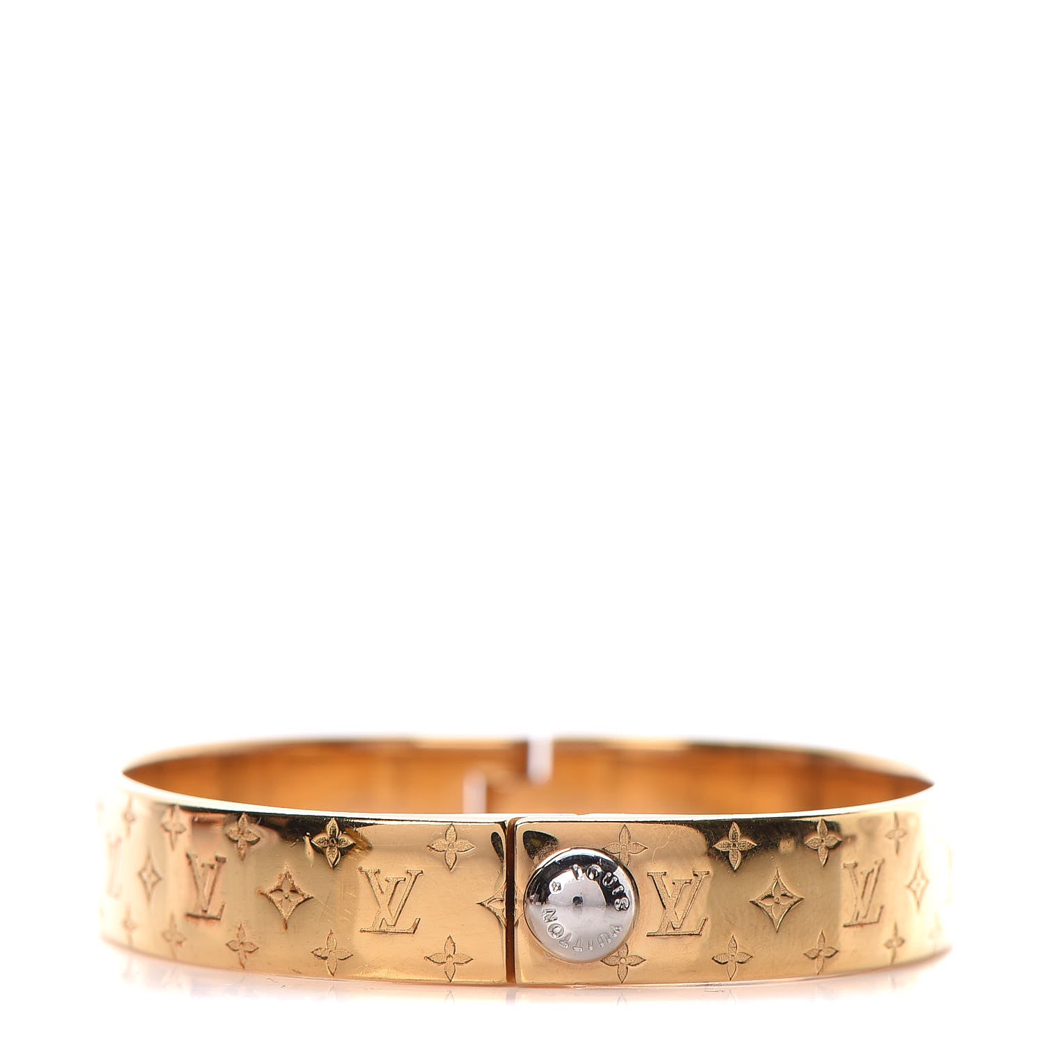 Louis Vuitton Brass Monogram Nanogram Cuff M Gold 1 of 7