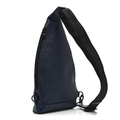 Louis Vuitton Calfskin Shadow Monogram Duo Slingbag Navy 3 of 9