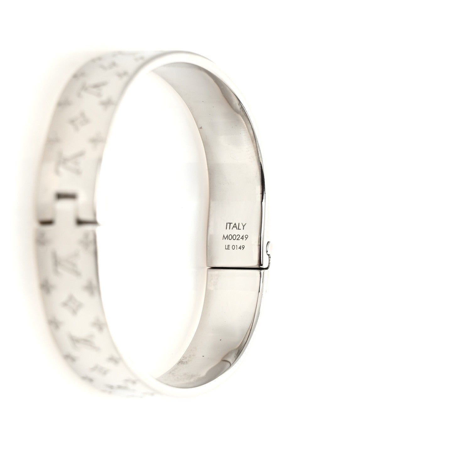 Louis Vuitton Brass Palladium Plated Nanogram Cuff S Silver 6 of 6