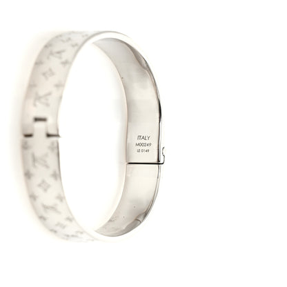 Louis Vuitton Brass Palladium Plated Nanogram Cuff S Silver 6 of 6