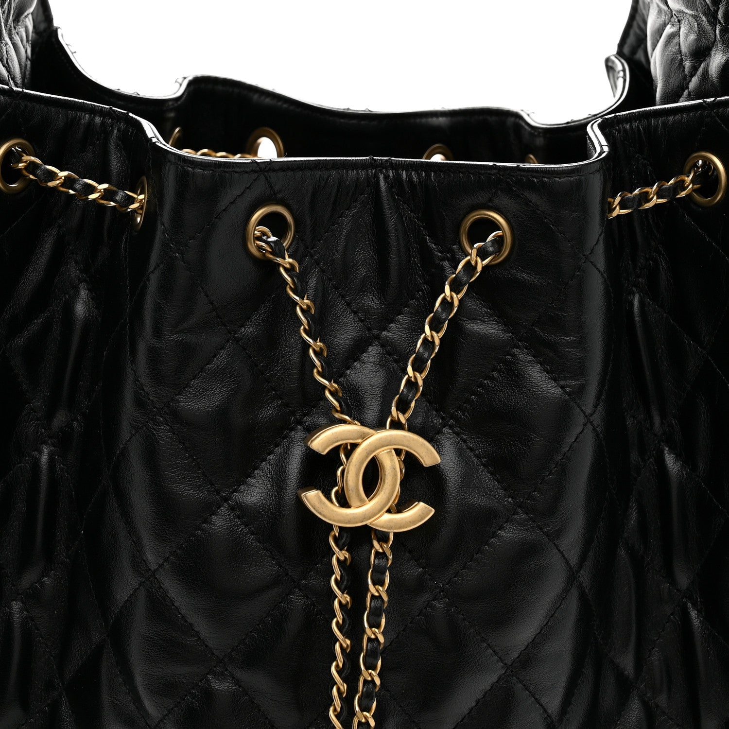 Chanel Shiny Crumpled Calfskin Quilted Medium Chanel 25 Handbag Black 8 of 11