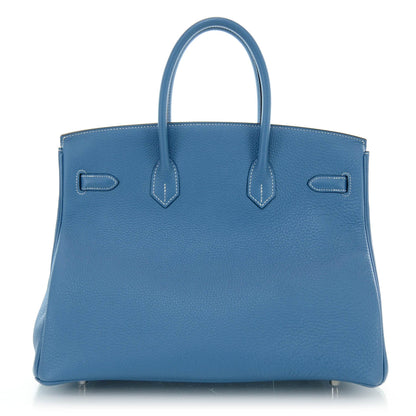 Hermes Taurillon Clemence Birkin 35 Blue Jean 3 of 8