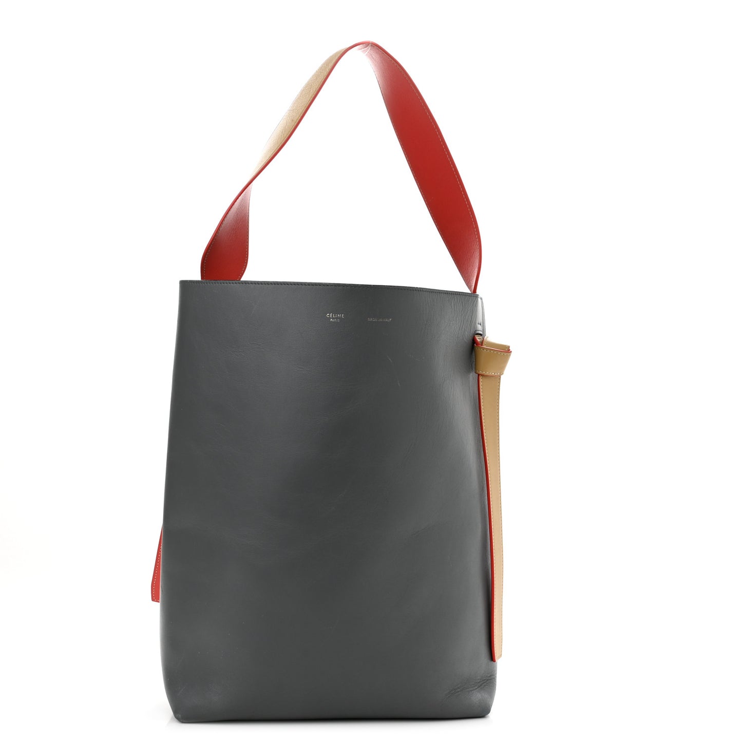 Shiny Smooth Calfskin Small Twisted Cabas Kohl Cloud
