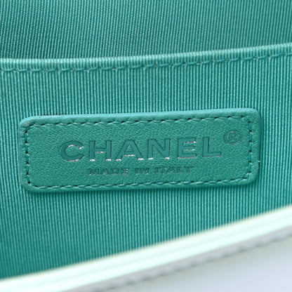 Chanel Iridescent Lambskin Chevron Quilted Medium Boy Flap Turquoise 10 of 27