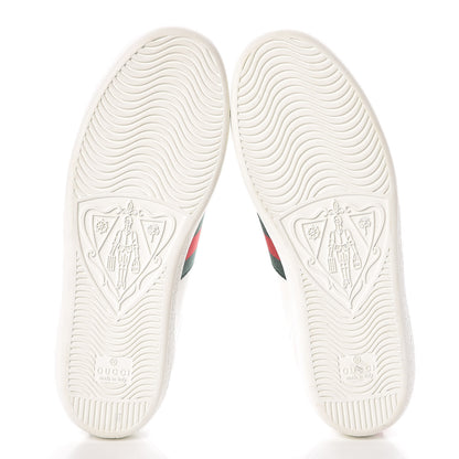 Gucci Calfskin Ayers Bee Embroidered Womens Ace Sneakers 37 White Green 5 of 10