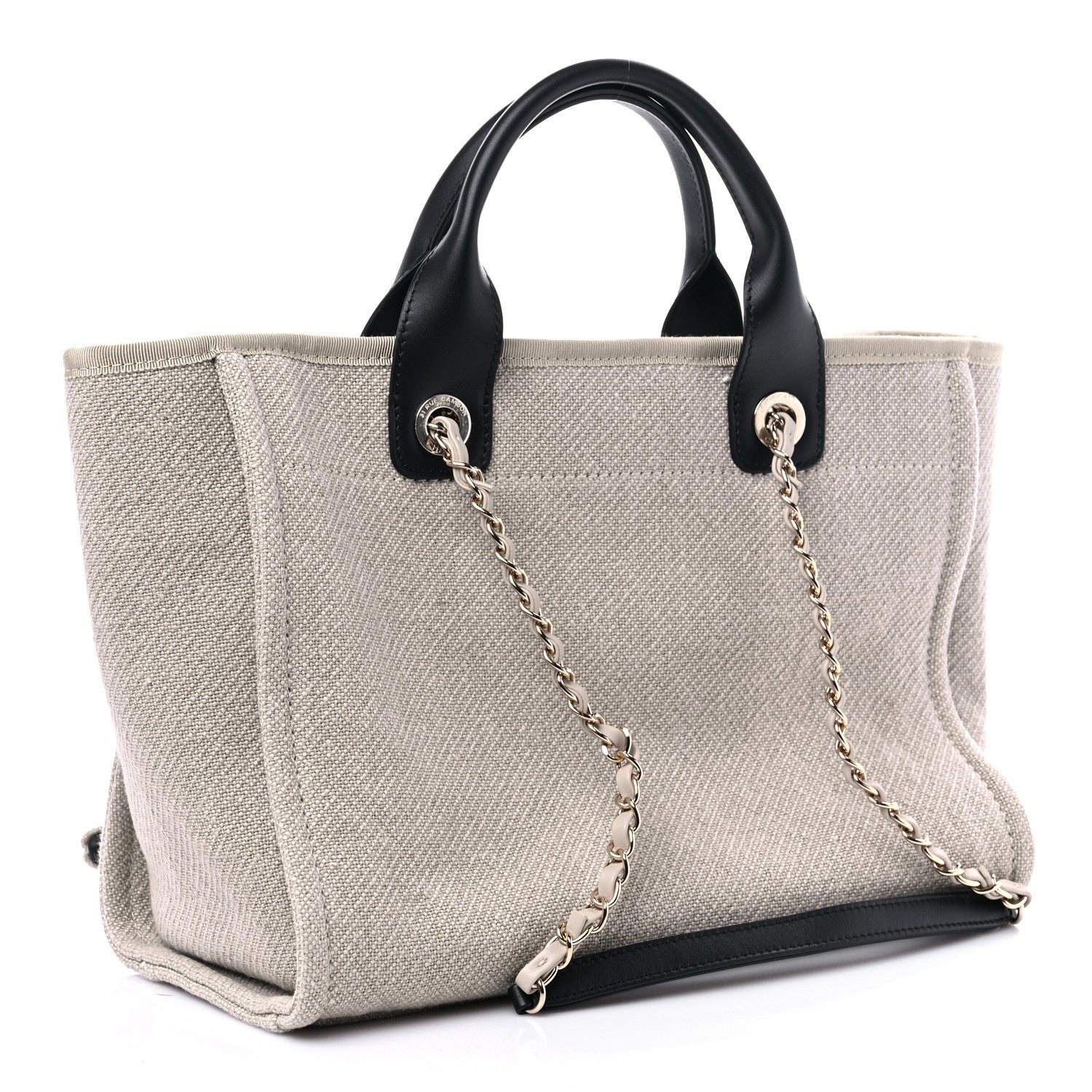 Chanel Mixed Fibers Small Deauville Tote Beige Black 4 of 10