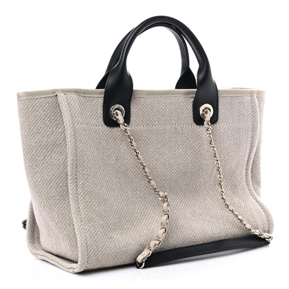 Chanel Mixed Fibers Small Deauville Tote Beige Black 4 of 10