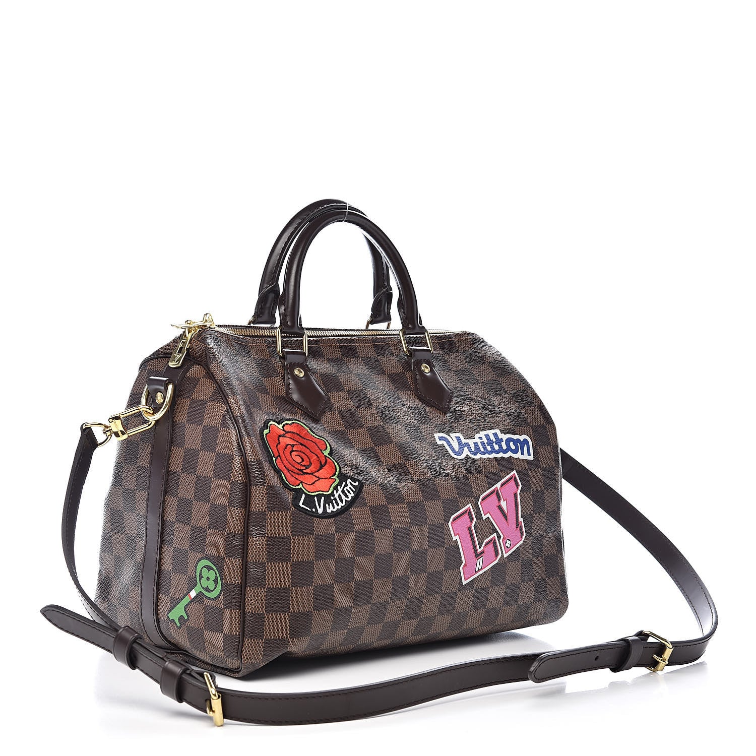 Louis Vuitton Damier Ebene Patches Speedy Bandouliere 30 3 of 10