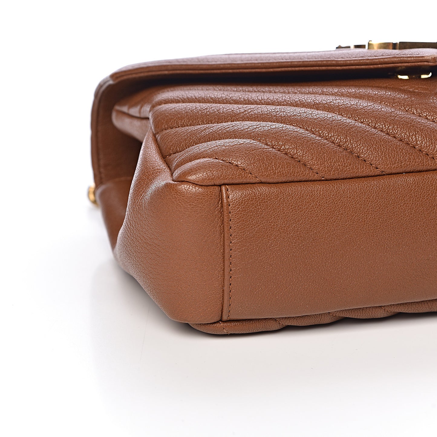 Calfskin Matelasse Chevron Monogram Medium College Bag Brick