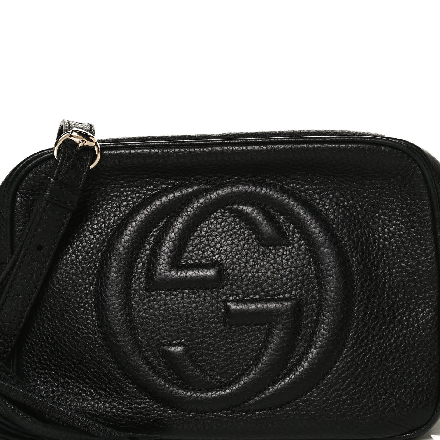 Pebbled Calfskin Small Soho Disco Bag Black