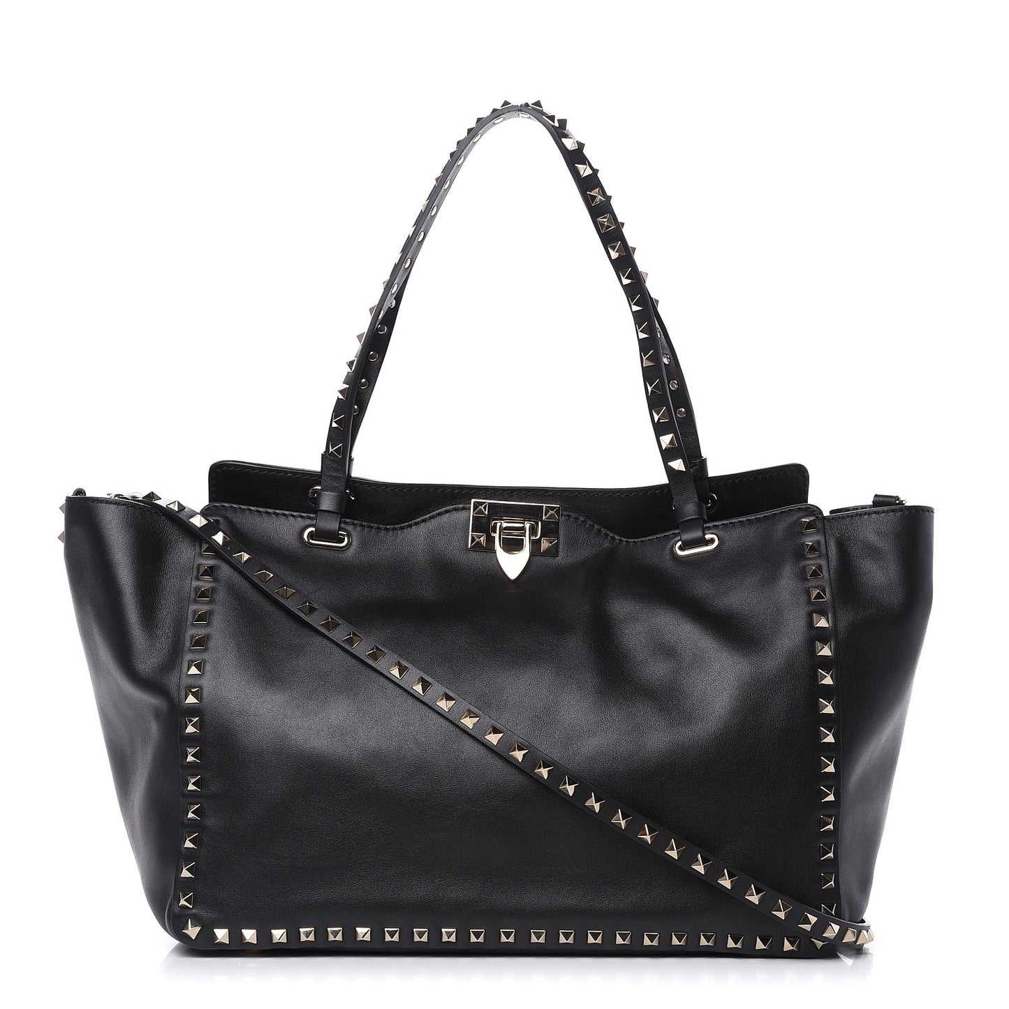 Vitello Medium Rockstud Tote Black