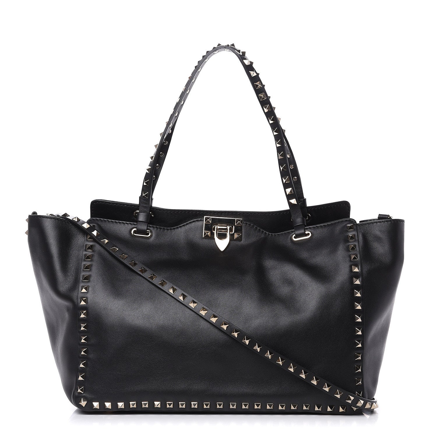 Valentino Garavani Vitello Medium Rockstud Tote Black 1 of 10