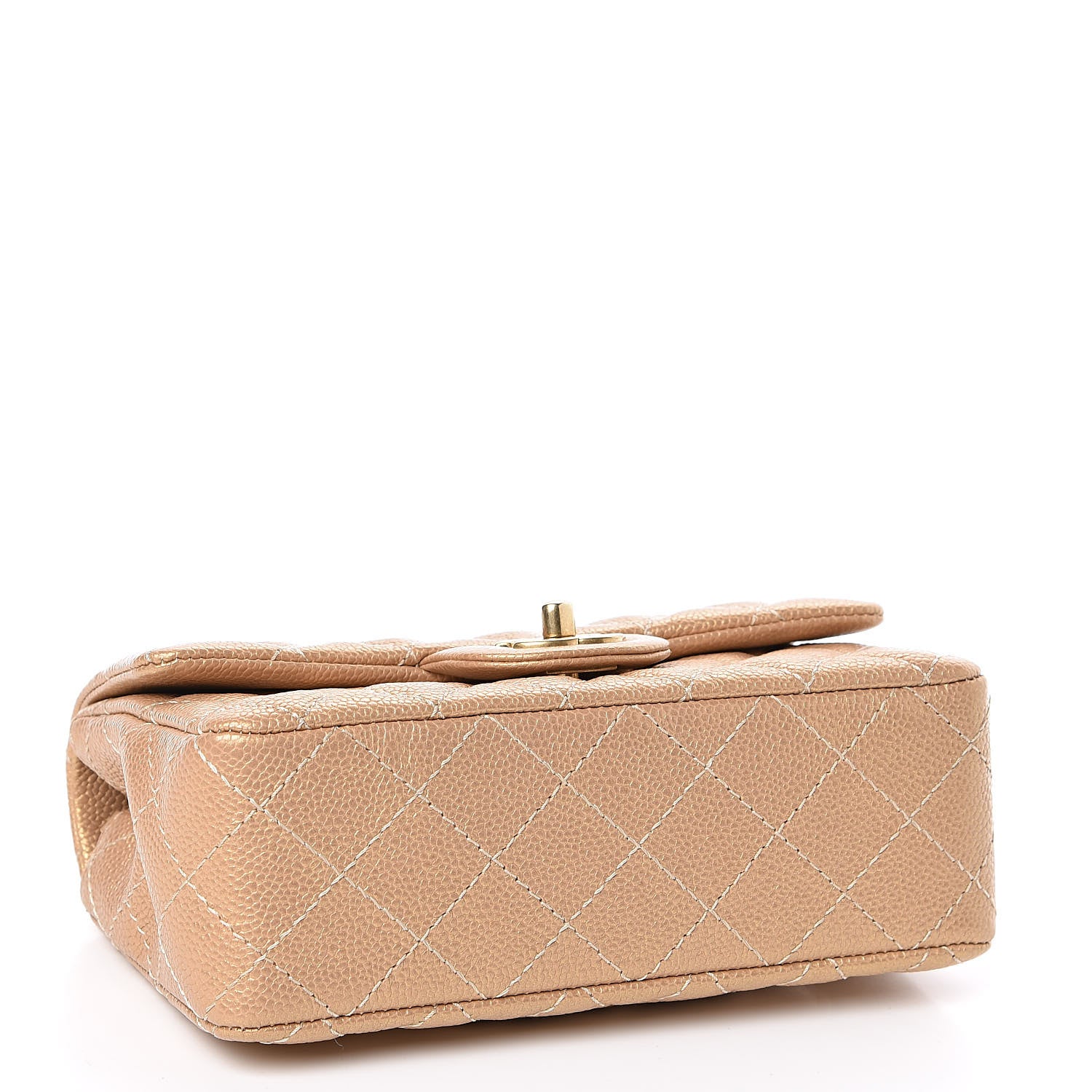 Chanel Pearly Caviar Quilted Mini Rectangular Flap Gold 4 of 10