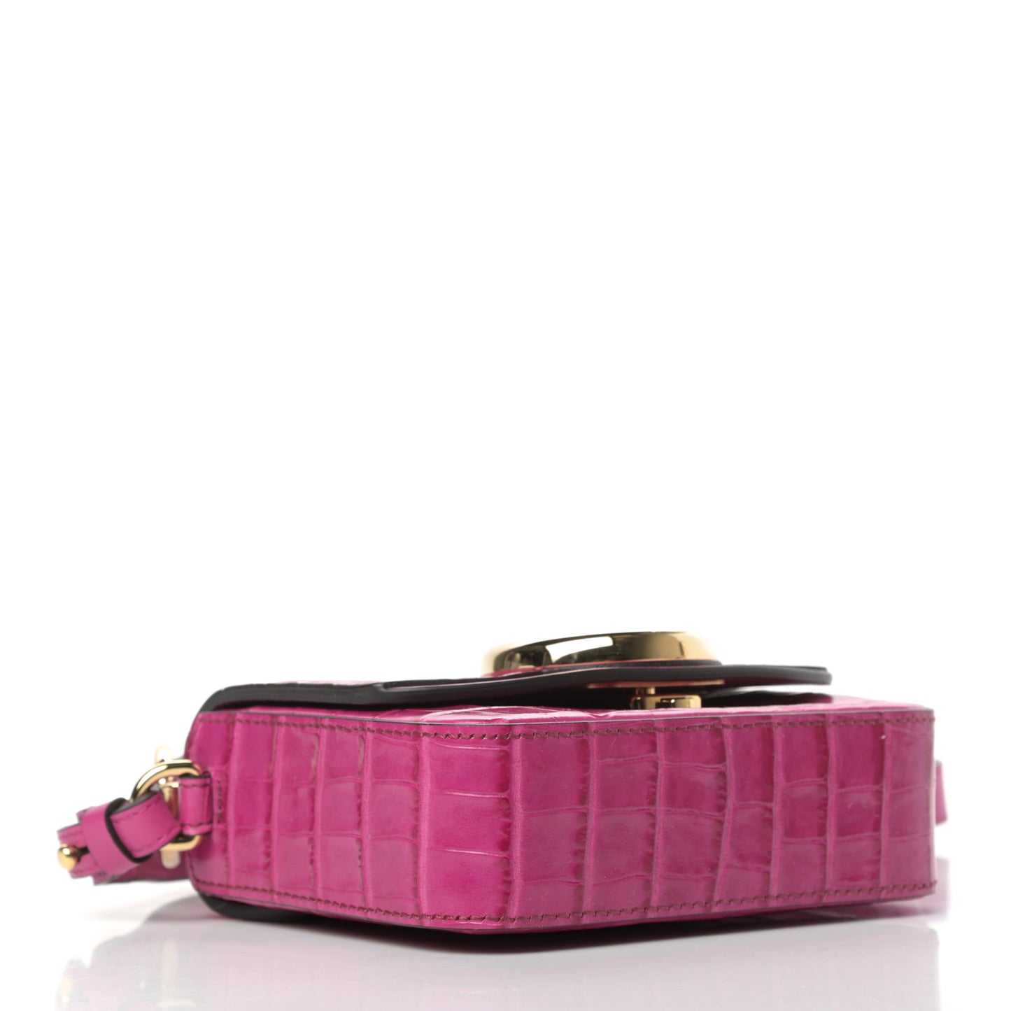 Calfskin Crocodile Embossed Mini C Double Carry Graphic Pink