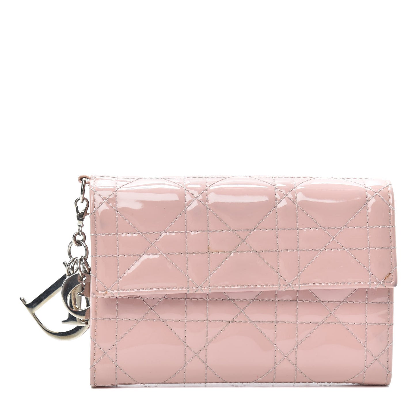 Patent Cannage Lady Dior Explorateur Wallet Pink