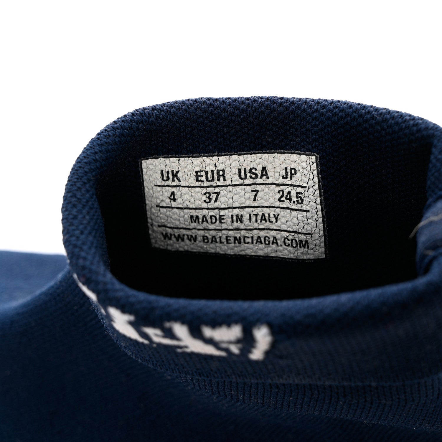Balenciaga Neoprene Knit Womens Hi Speed Sneakers 37 Navy 6 of 10