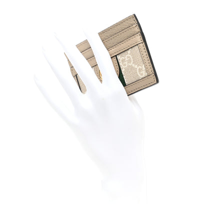Gucci GG Supreme Monogram Textured Dollar Calfskin Web Ophidia Card Holder Beige Mystic White Oatmeal 2 of 7