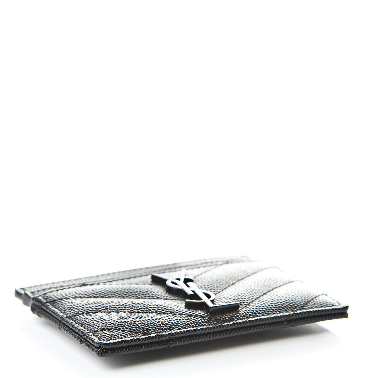 Grain De Poudre Matelasse Chevron Monogram Credit Card Case Black