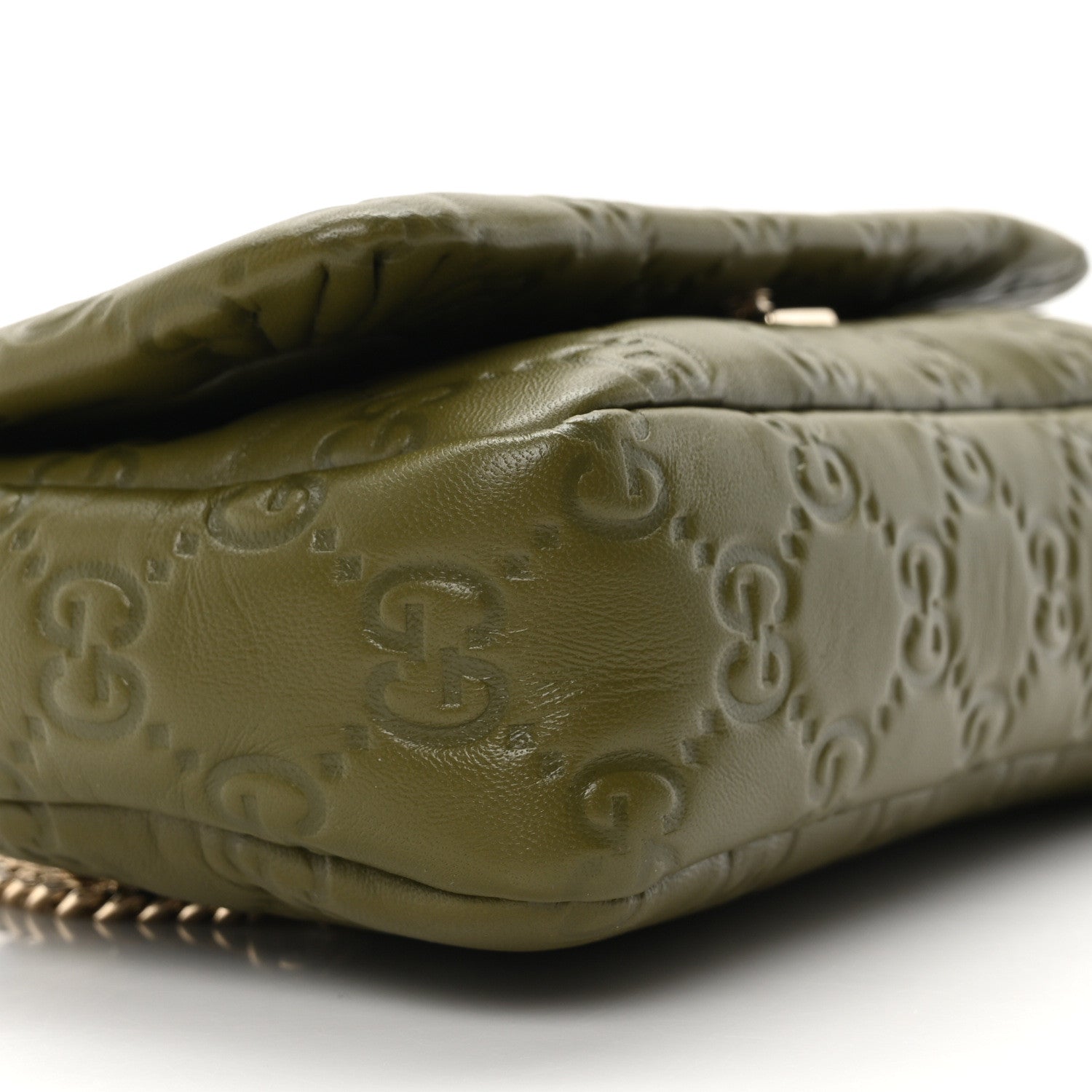 Gucci Lambskin Embossed Mini GG Milano Top Handle Shoulder Bag Green 8 of 9