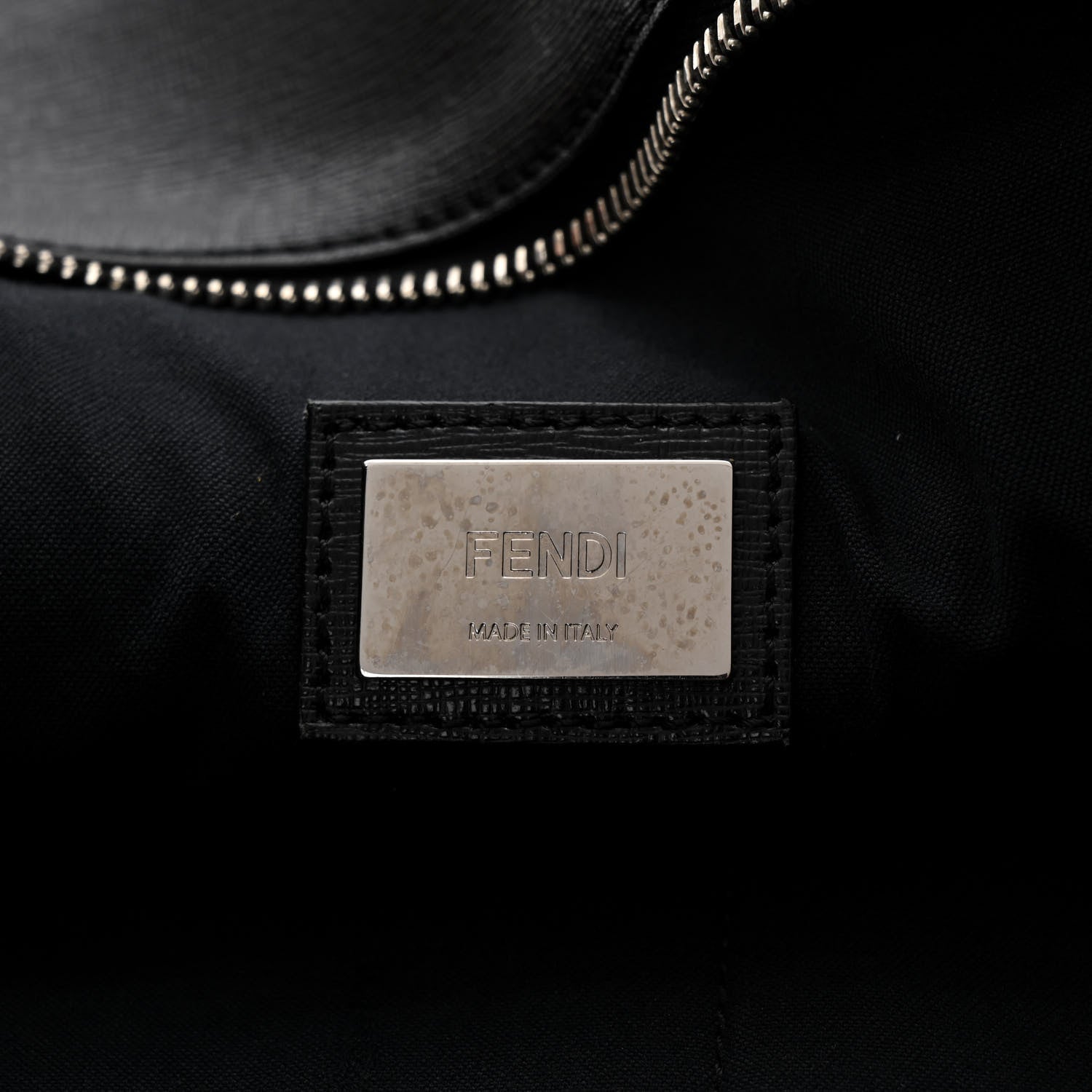 Fendi Vitello Elite Shearling Block Letter Small Roll Tote Black 5 of 10