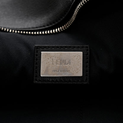 Fendi Vitello Elite Shearling Block Letter Small Roll Tote Black 5 of 10
