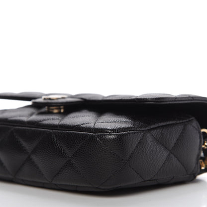 Chanel Caviar Quilted Flap Phone Holder With Chain Black 7 of 12