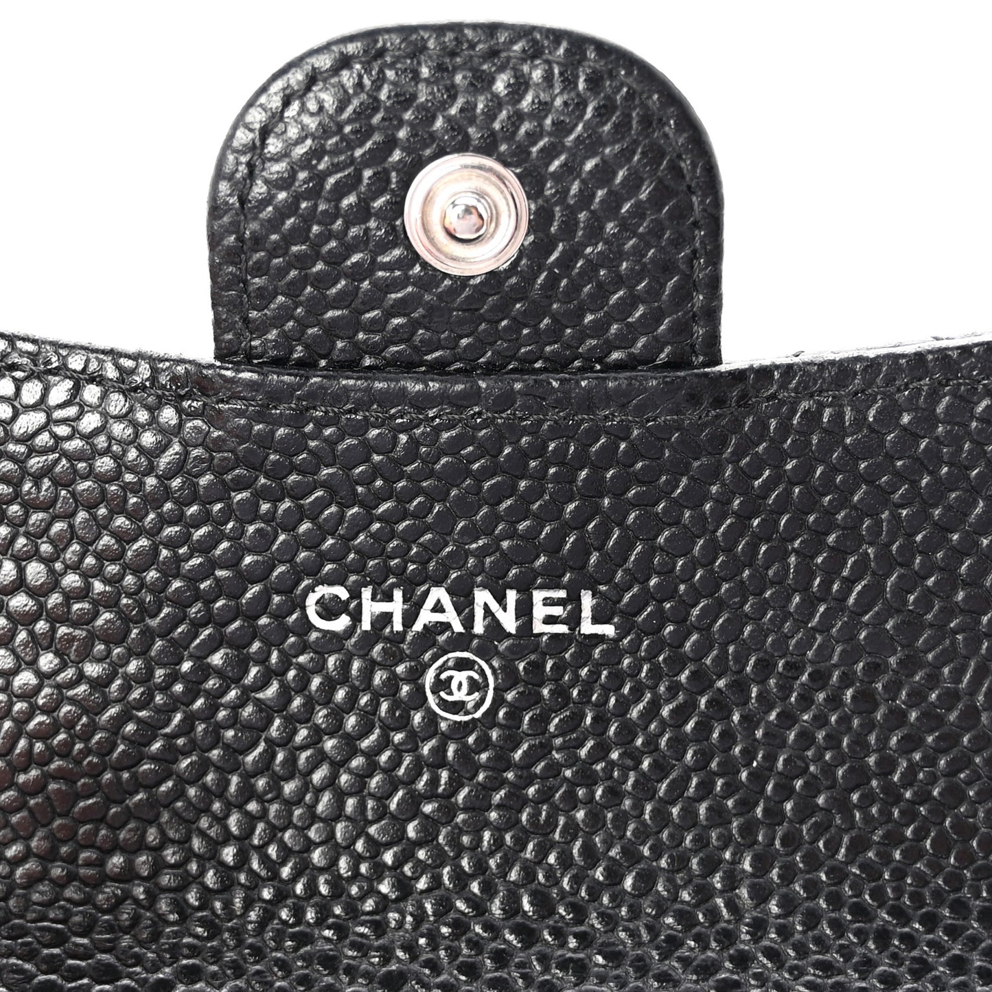 Caviar Quilted Flap Card Holder Wallet Black