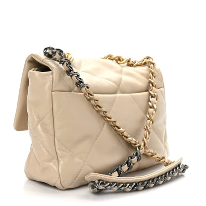 Chanel Lambskin Quilted Large Chanel 19 Flap Beige 3 of 9