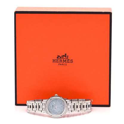 Hermes Stainless Steel Blue Mother of Pearl 24mm Clipper Quartz Watch 5 of 5