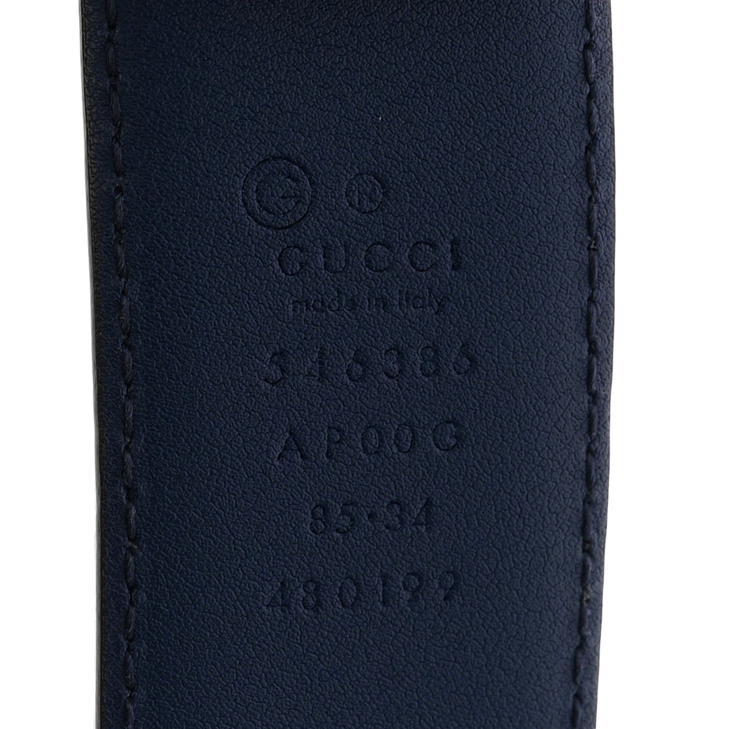 Moon Calfskin Interlocking G 37mm Belt 85 34 Cobalt Blue