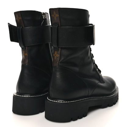 Louis Vuitton Calfskin Territory Flat Ranger Boots 38.5 Black 4 of 9