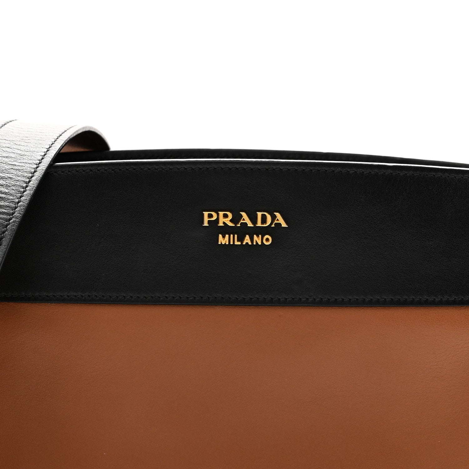 Prada City Calf Esplanade Shoulder Bag  Caramel Black 7 of 9