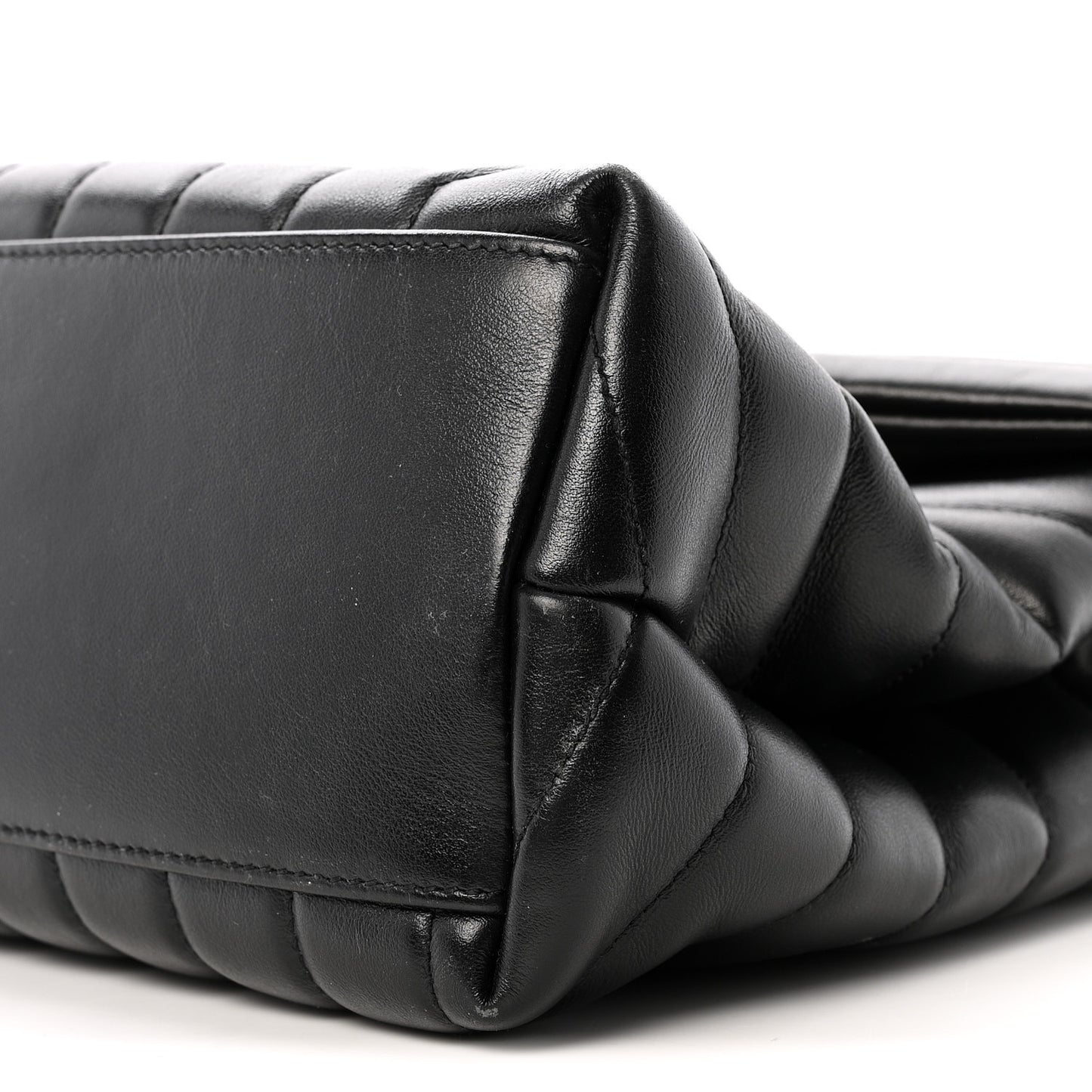 Calfskin Y Quilted Monogram Medium Loulou Chain Satchel Black