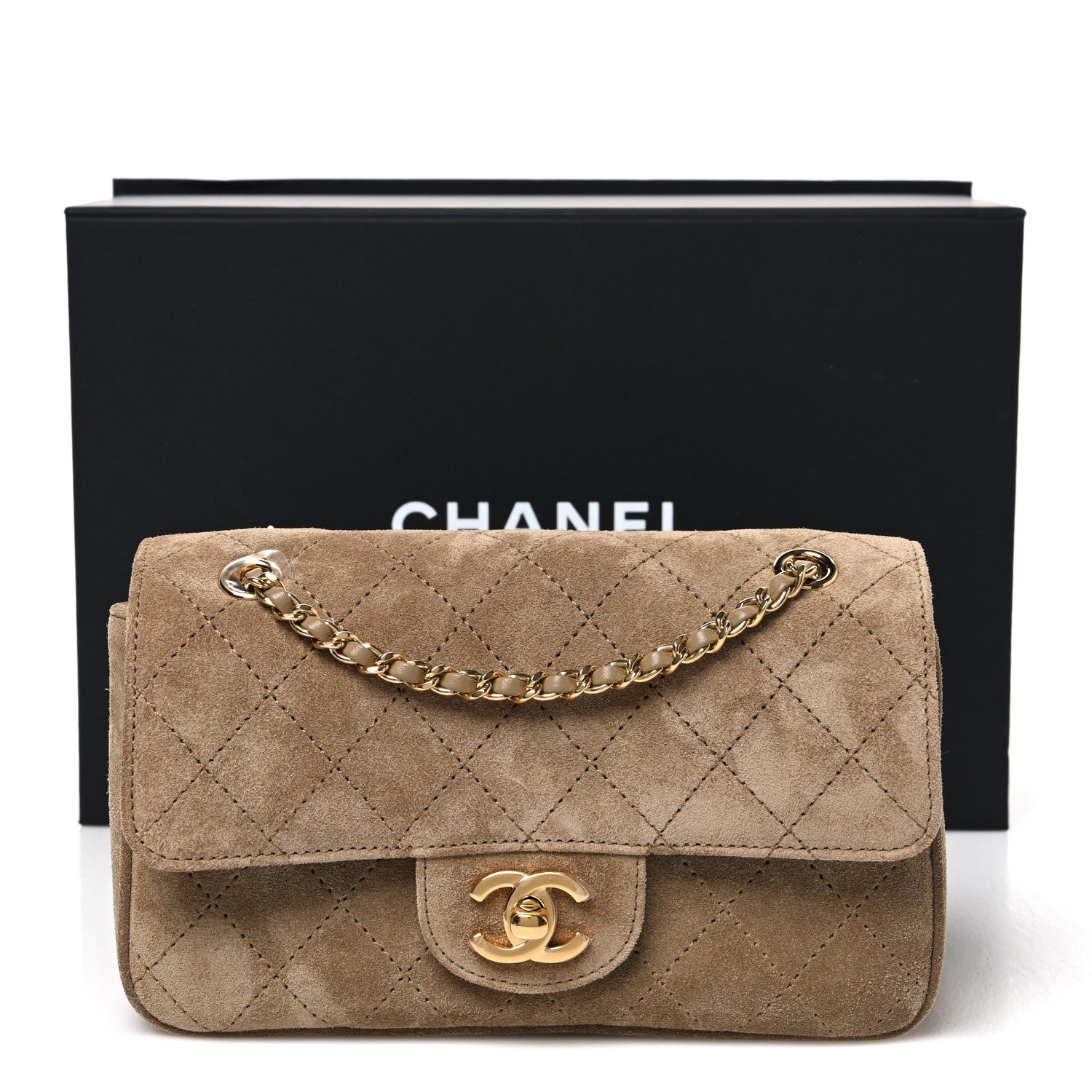 Chanel Suede Calfskin Mini Souplissimo Maxi Flap Dark Beige 11 of 11