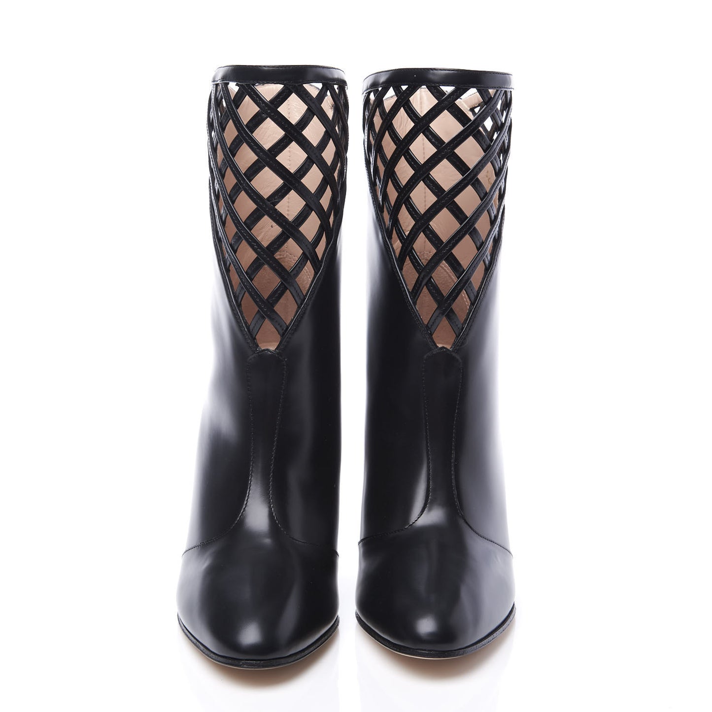 Plume Calfskin Damir Lattice Cutout Boots 36.5 Black